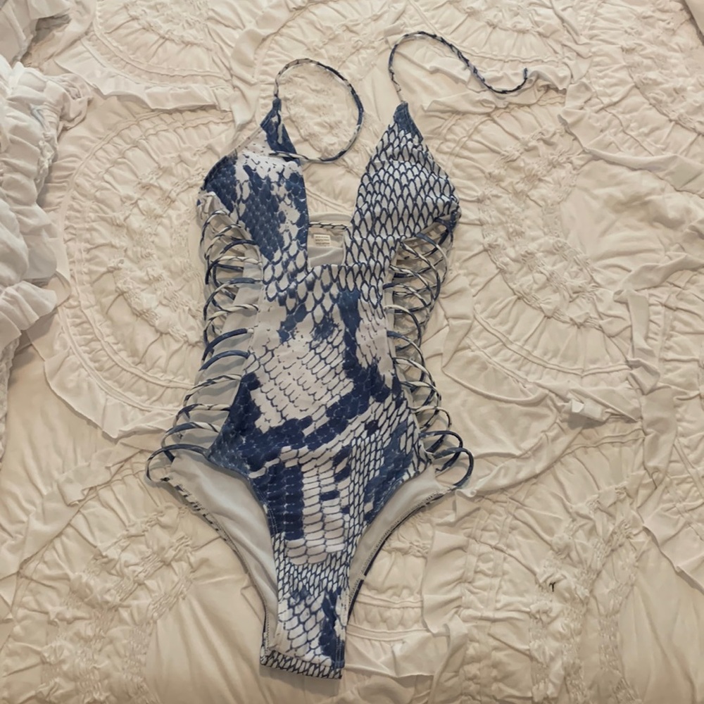 Snakeskin one piece bathing suit